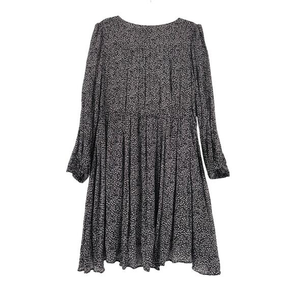 Maeve Anthropologie Black White Print Long Sleeve Boho Midi Dress XL lined - Picture 2 of 5